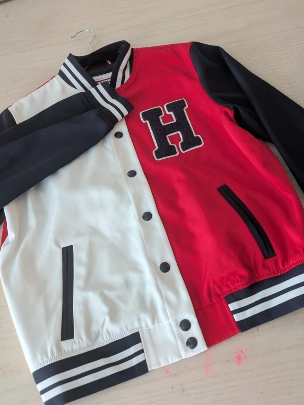 Tommy Hilfiger Men’s Red, White & Black Varsity Bomber